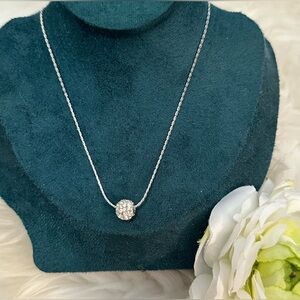 NAPIER Silver Necklace with Crystal Bead Pendant NEW!